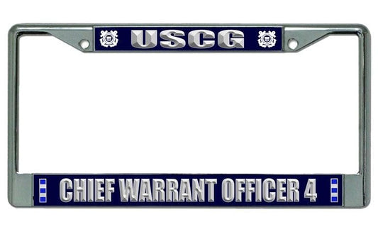 U.S. Coast Guard Chief Warrant Officer 4 Chrome License Plate Frame