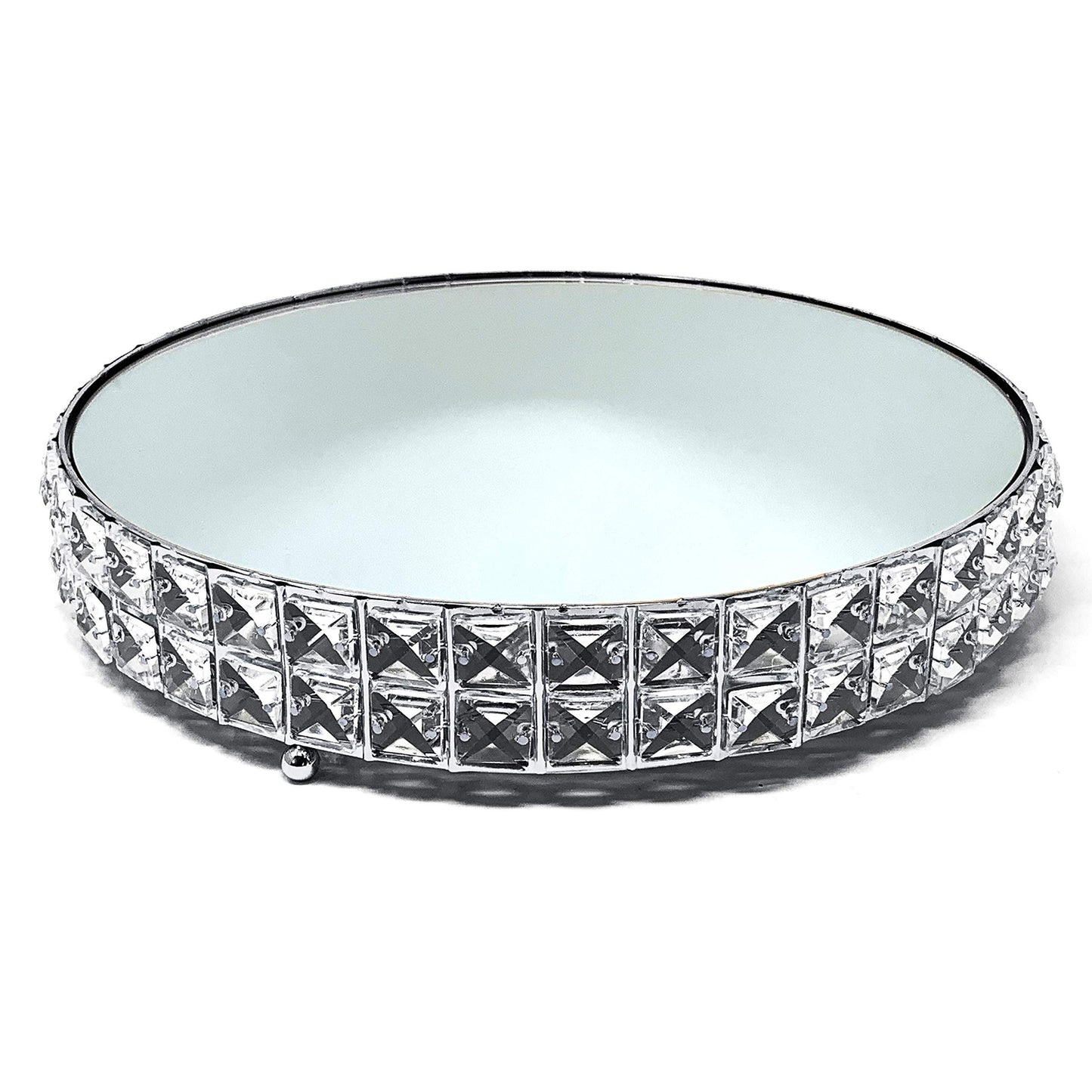 Allgala 3 Piece Set Crystal Gold Plated Dessert Cheese Cupcake Cake Stand with Mirror Plate