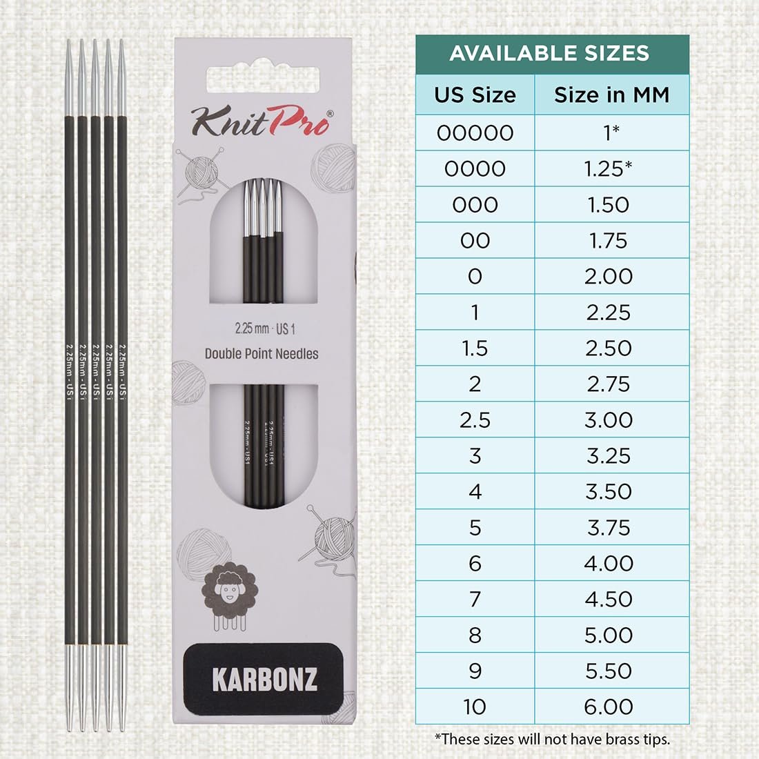KnitPro Karbonz Double Pointed Needles 8" (20cm)
