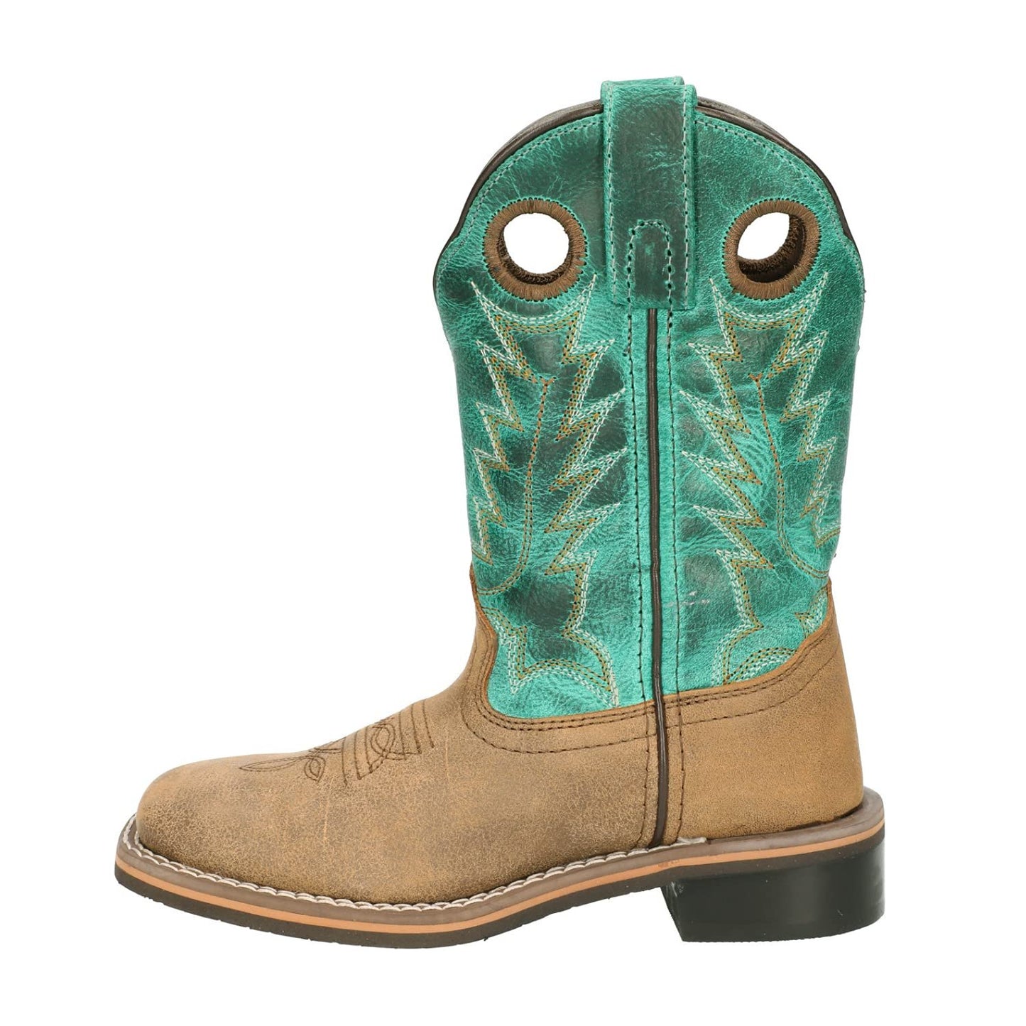 Smoky+Children%27s+Jesse+Embroidered+Leather+Western+Cowboy+Boot+-+Brown+Turquoise