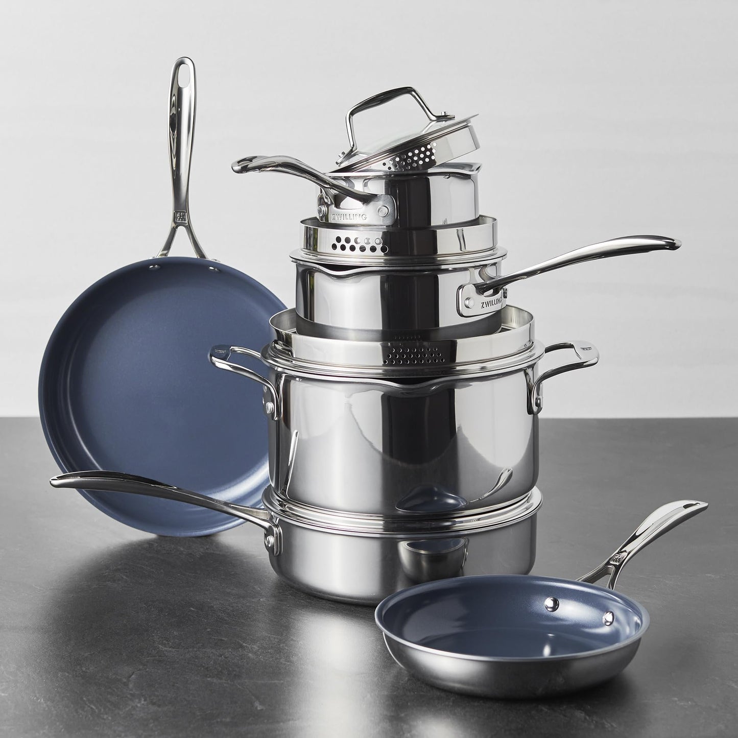 ZWILLING Clad CFX Stainless Steel Ceramic Nonstick Cookware Set