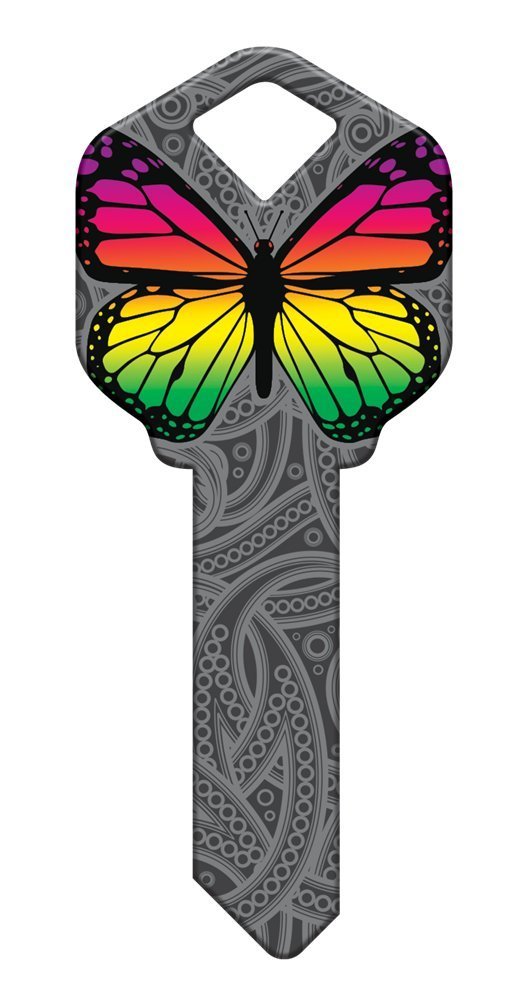Set of 5 Uncut Blank Designer SC46 Rainbow Butterfly Replacement House Keys for SC1 Schlage Style Locks