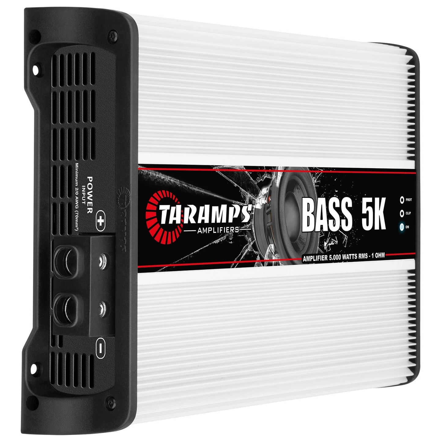 Taramps BASS 5K 1 Ohm 1 Channel 5000 Watts RMS MAX, Full Range Car Audio, Monoblock, LED Monitor Indicator, Class D Amplifier, Crossover, White 5k amp, Sound Quality