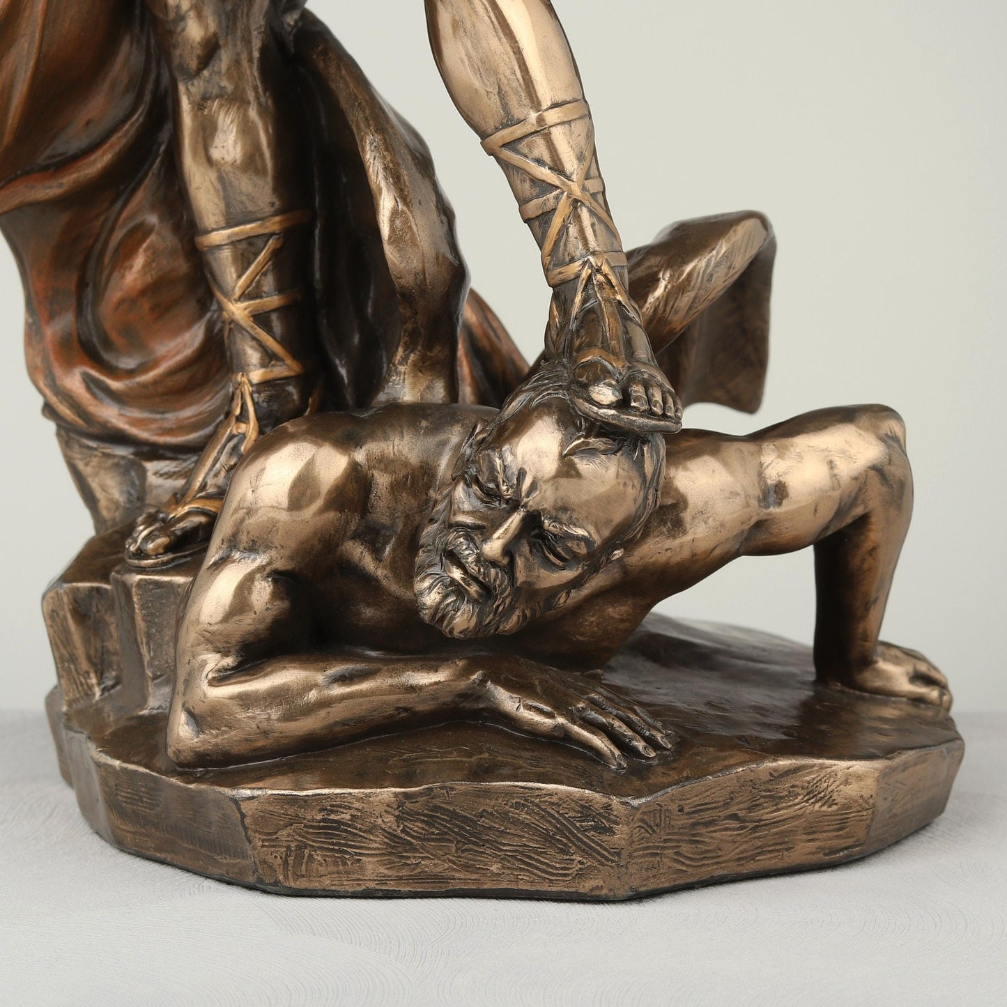 Veronese Design 14 1/8 Inch Archangel Saint Michael Tramples Demon Religious Sculpture Defeating Lucifer Resin Statue Bronze Finish