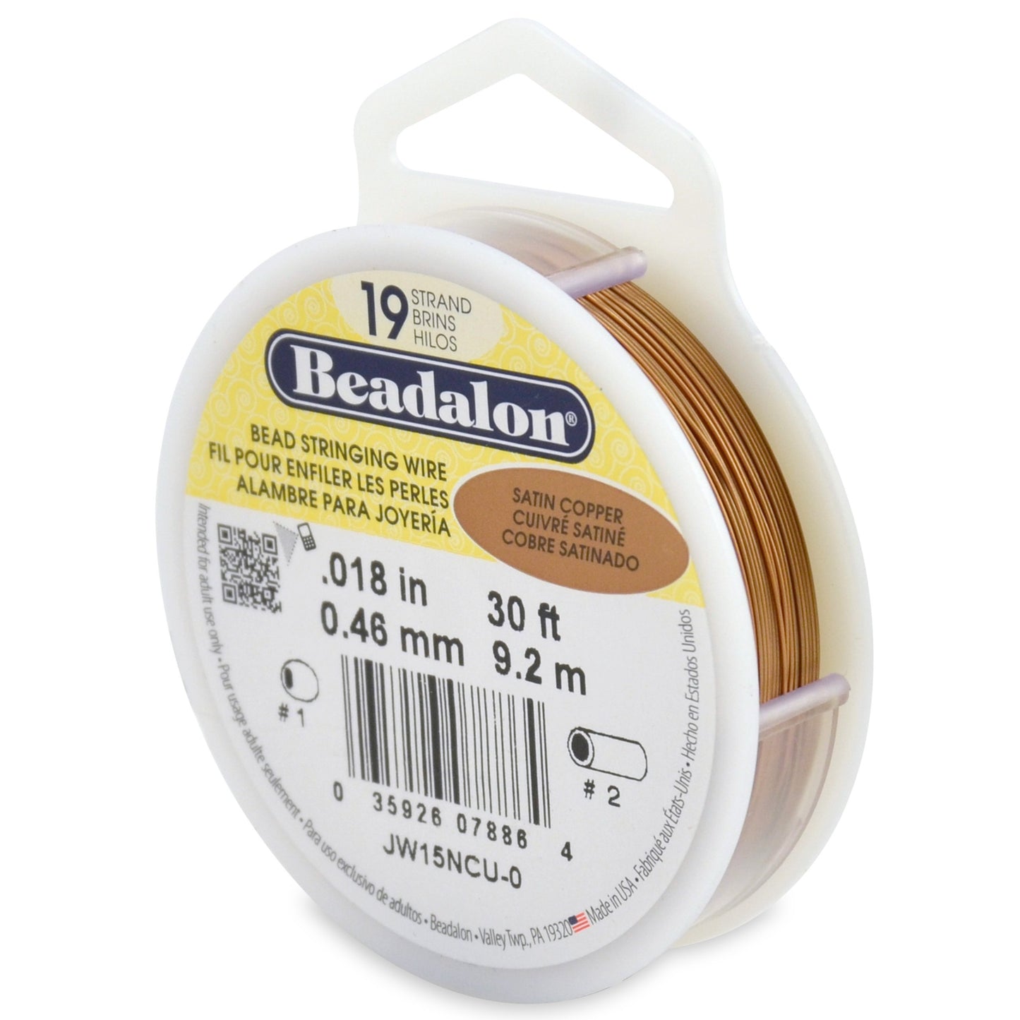 Beadalon 19 Strand Bead Stringing Wire - Beading & Jewelry Making Supplies, Flexible Stainless Steel Nylon Coated Thin String for Bracelets & Necklaces