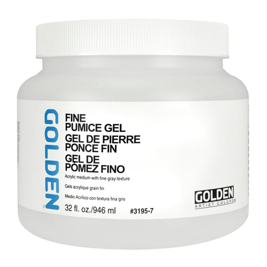 Fine Pumice Gel by GOLDEN, 32 fl. oz. Jar, Professional Acrylic Gel Medium, Transparent