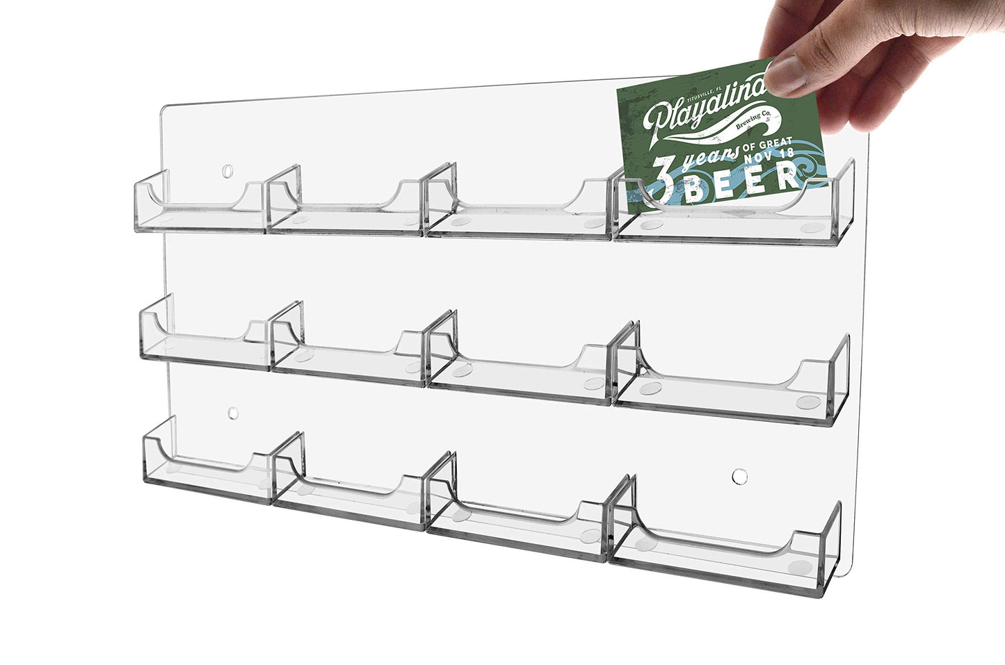 Marketing Holders Multi Pocket Premium Business Card Holder Acrylic Horizontal Wall Mount