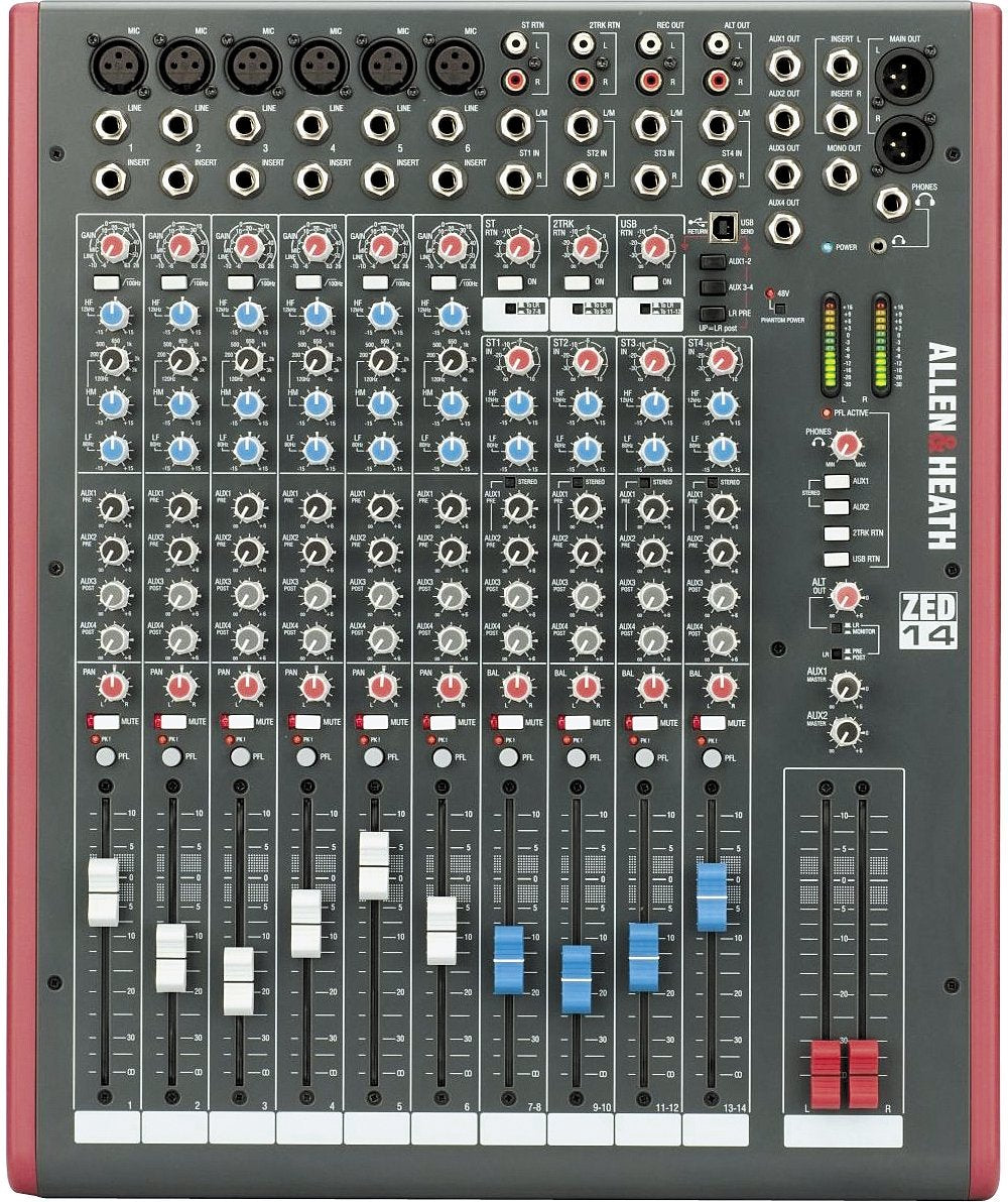 Allen & Heath ZED-14-14-Channel Touring Quality Mixer with USB I/O (AH-ZED-14)