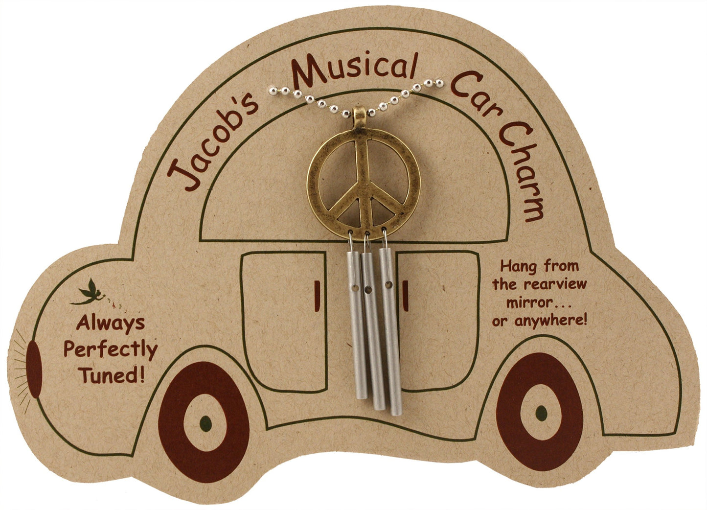 Jacob's Musical Car Charm, Peace Sign, Mini Wind Chime