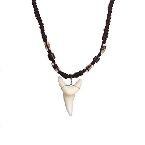 Welcome to the Islands Hemp Cord Necklace Resin Shortfin Mako Shark Tooth with Black Beads