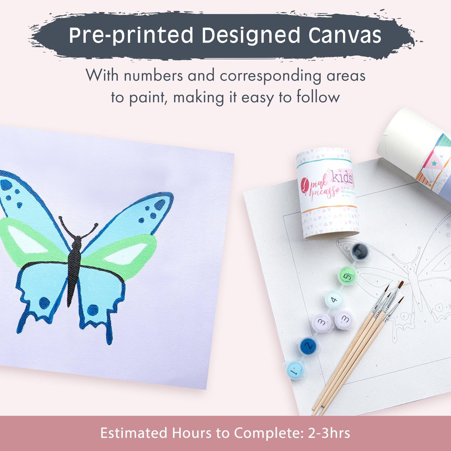 Pink Picasso Kits Paint by Number for Kids | DIY 8x10 Beginner Color by Numbers Canvas Painting Art Kits | Delicious Doughnuts