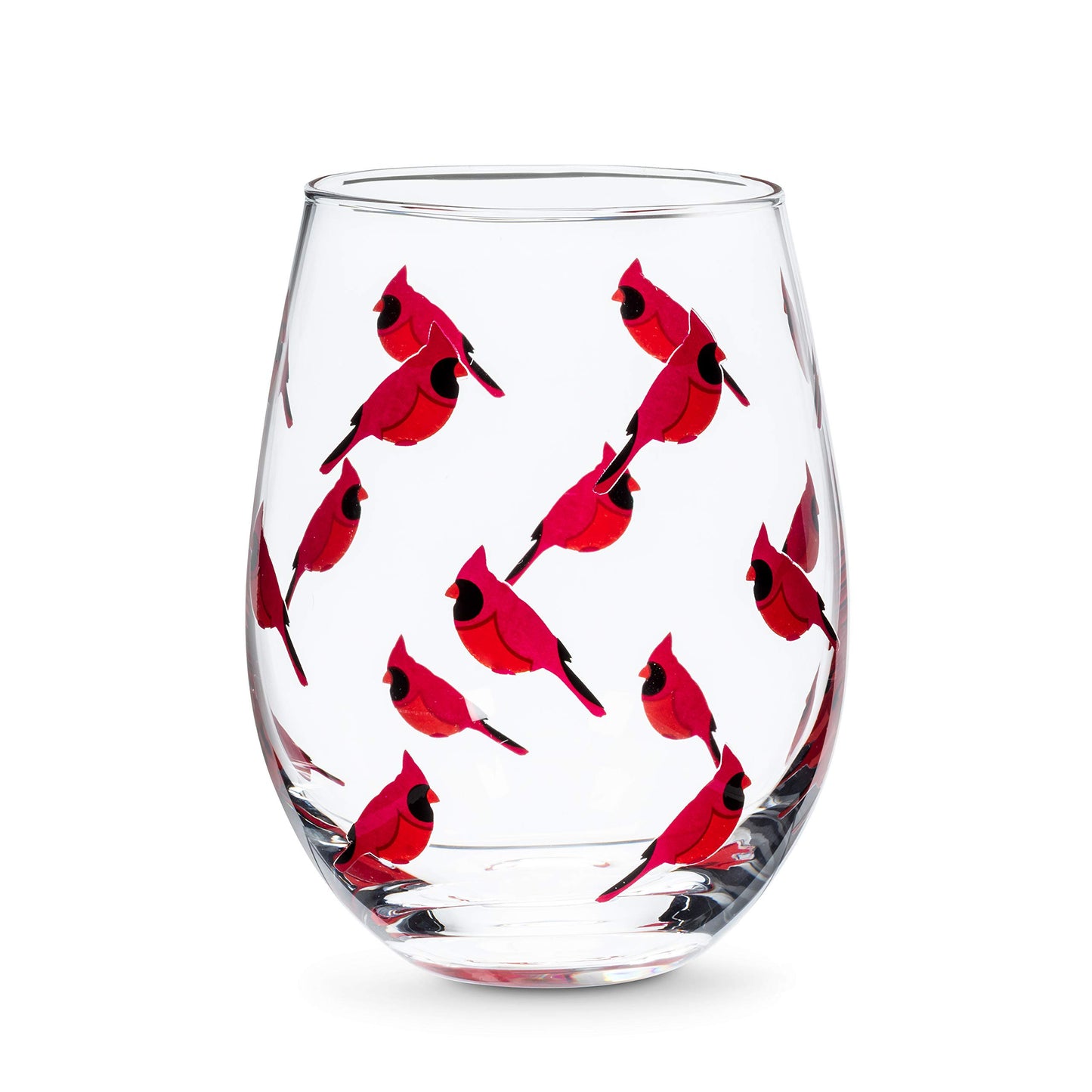 Abbott Collection Cardinal Stemless Wine Goblet - Glass, Clear/Red, 5" H (14oz)