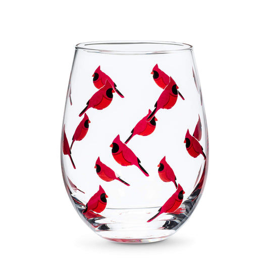 Abbott Collection Cardinal Stemless Wine Goblet - Glass, Clear/Red, 5" H (14oz)