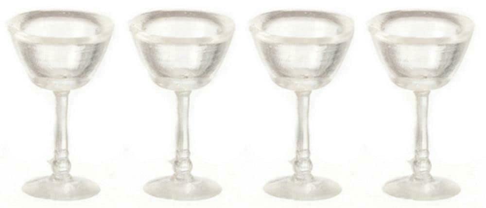 Farrow Industries Dolls House 4 Empty Martini Glasses Miniature 1:12 Scale Pub Bar Accessory