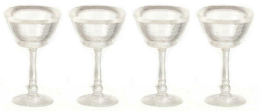 Farrow Industries Dolls House 4 Empty Martini Glasses Miniature 1:12 Scale Pub Bar Accessory