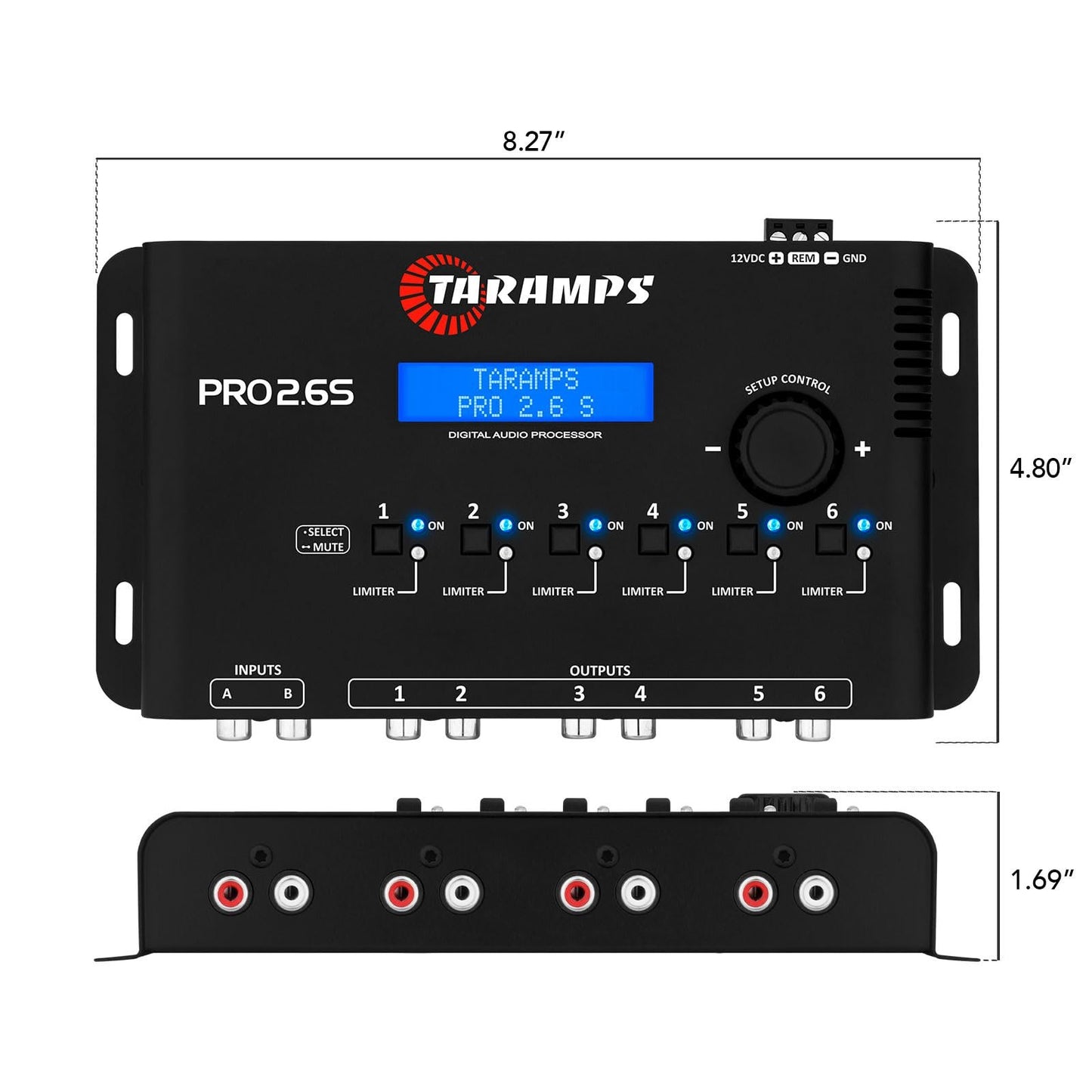Taramp's Pro 2.6S Digital Signal Processor Equalizer 3-band Graphic Equalization 6 Channels 18K Ohms(RCA) Output Impedance 47 Ohms Limiter Adjustable Car Audio System
