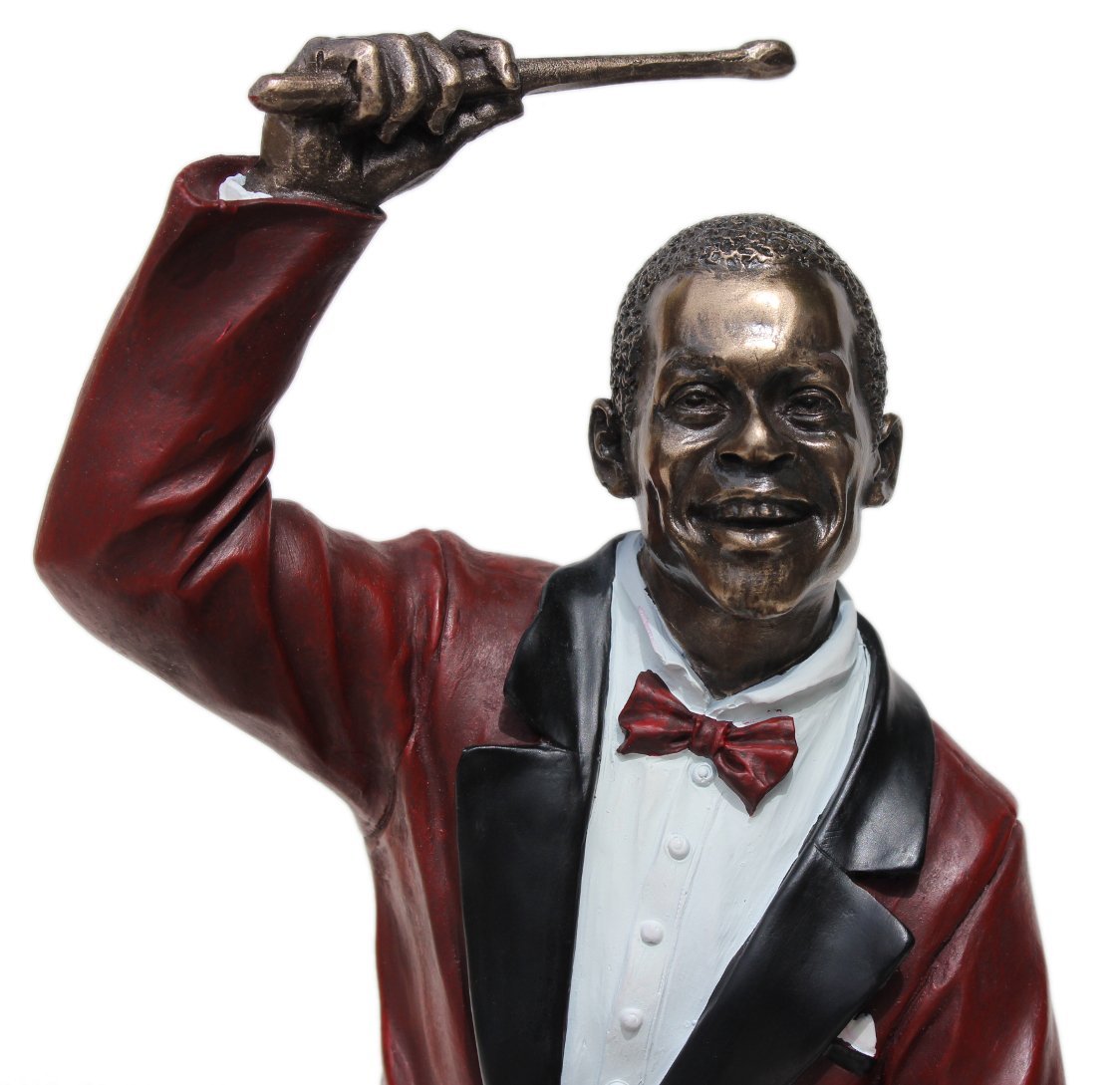 US 10.75 Inch Drum Player Cold Cast Decorative Figurine, Bronze Color