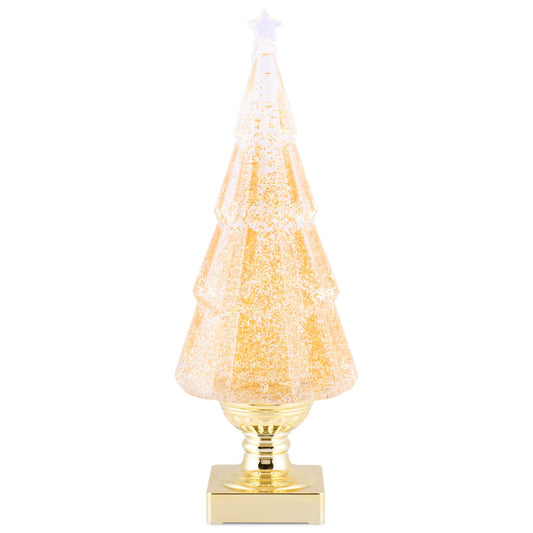 RAZ Imports 2022 Holiday Water Lanterns 13.75" Lighted Tree with Gold Swirling Glitter