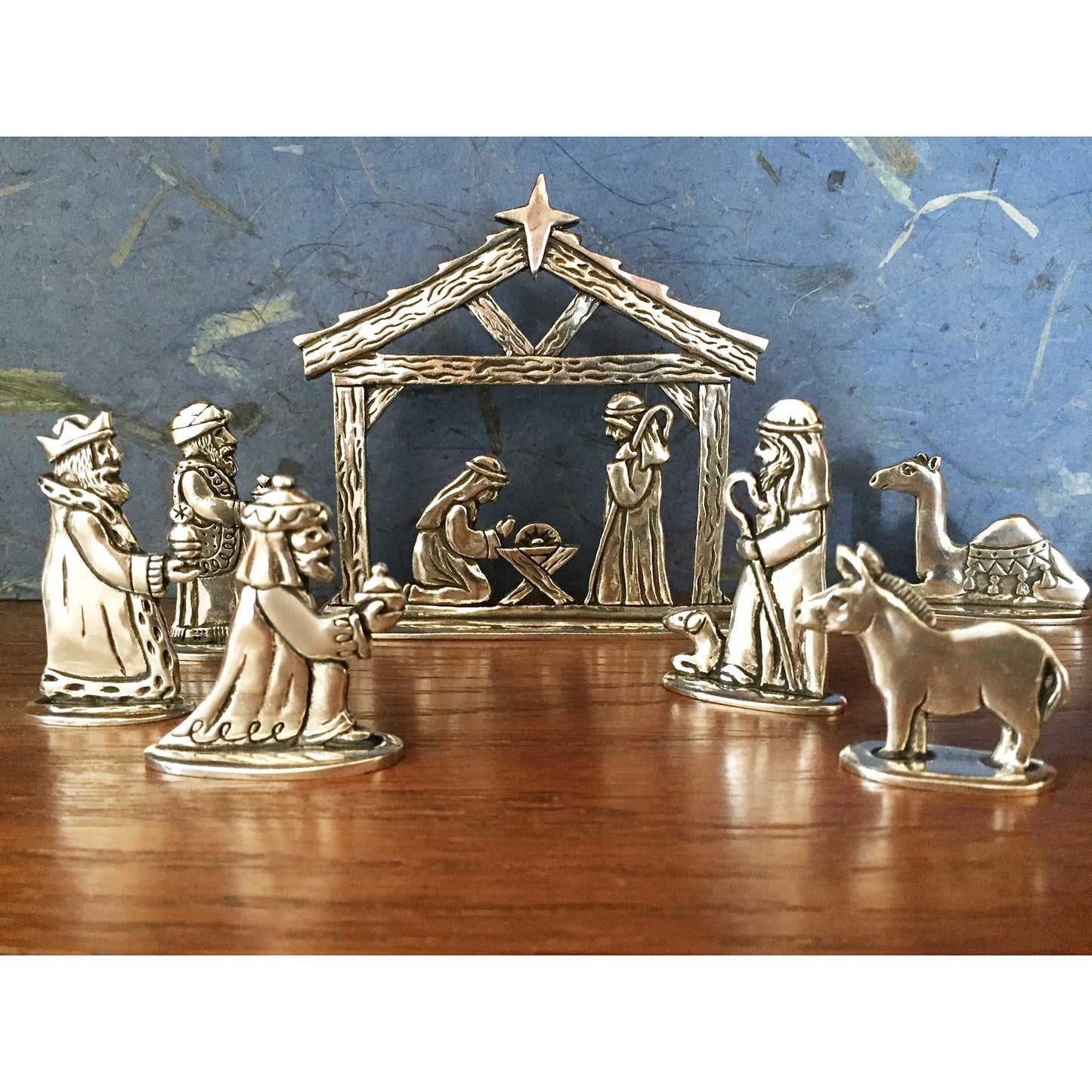 Basic Spirit Nativity Set Pewter Handcrafted Figurine 7 Piece Gift Box