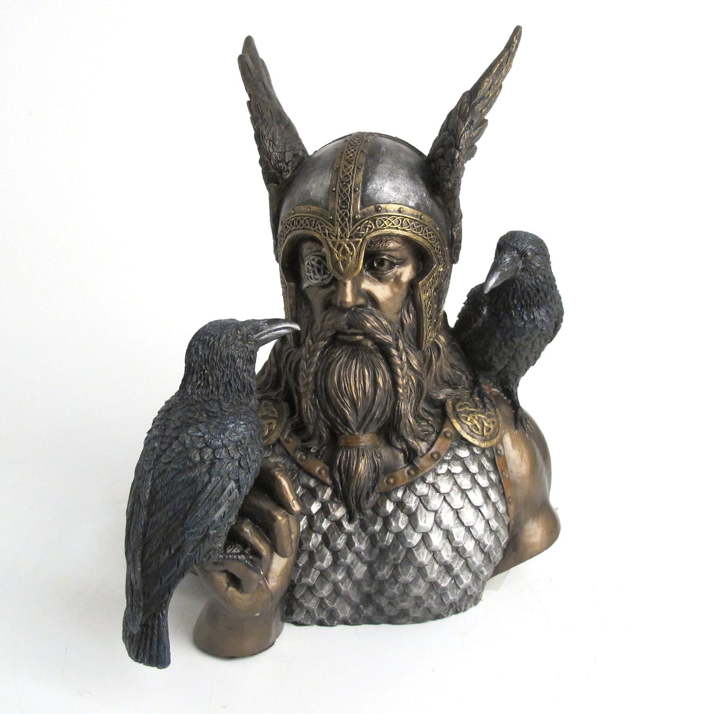 Veronese Design Norse God Odin and His Raven Hand Painted Resin Sculpture Statue