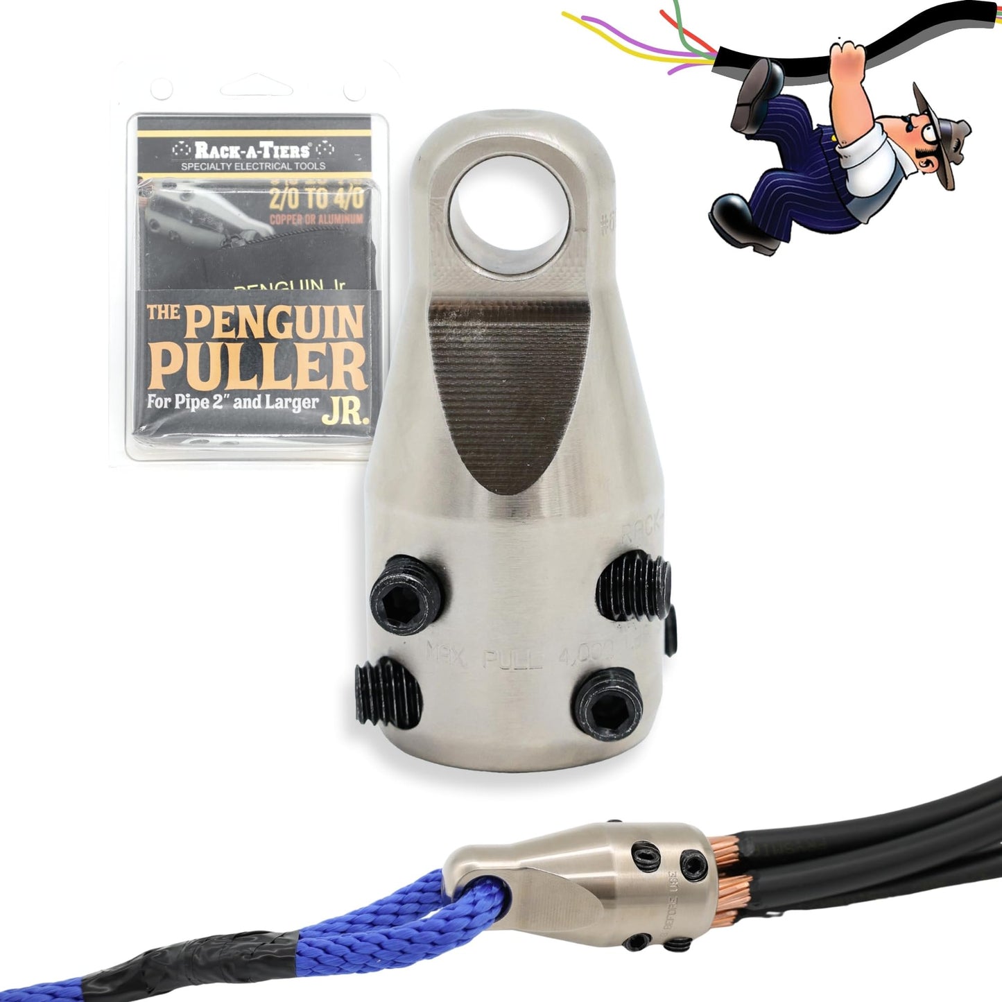 Rack-A-Tiers Penguin Puller, Wire Pulling Attachment, Electrical Cable Pulling Tool, Wire Pulling Head for Electricians