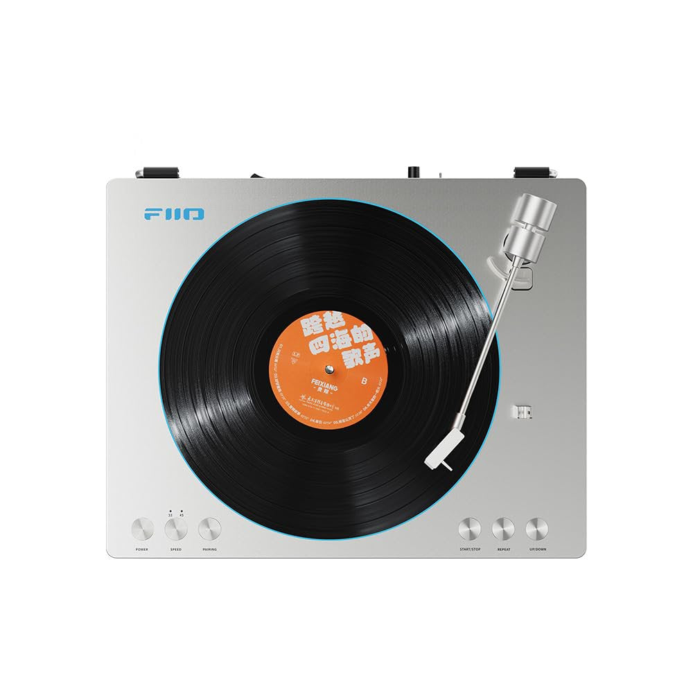 FiiO TT13 Fully Automatic Vinyl Stereo Turntable(Analog), Powerful Phono preamp, Dust Cover, Die-cast Aluminum Platter (TT13 Silver Bluetooth)