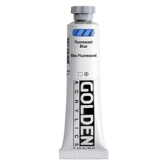 Heavy Body Acrylics by GOLDEN, Fluorescent Blue, 2 fl. oz. Tube, Professional Acrylic Paint, Transparent