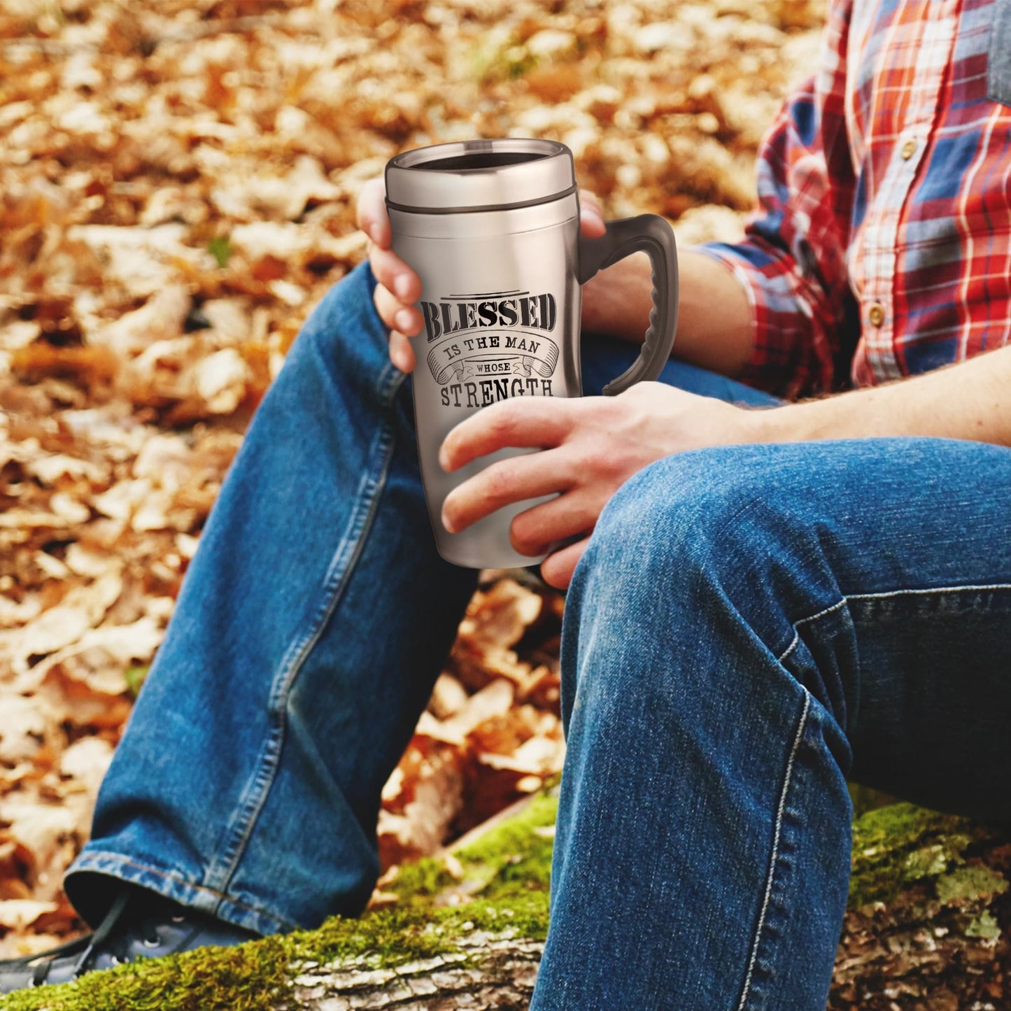 Stainless Steel Travel Coffee Mug with Lid and Handle (16 Oz Double-Wall Vacuum Insulated Cup)