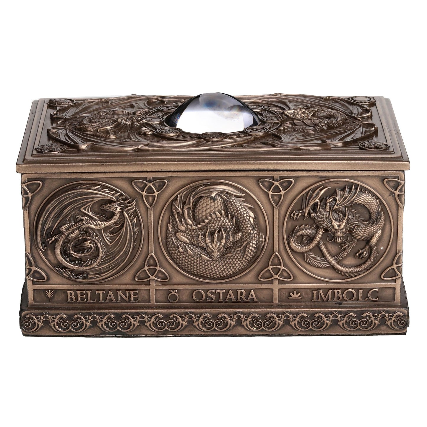 Veronese Design Dragons of The Sabbats Cold Cast Resin Mystic Bronze Finish Tarrot Box