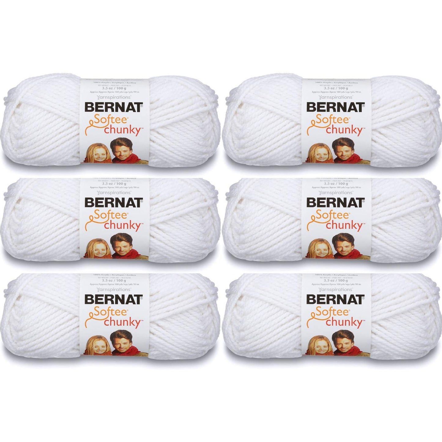 Bernat Softee Chunky Yarn (6-Pack) White 161128-28005