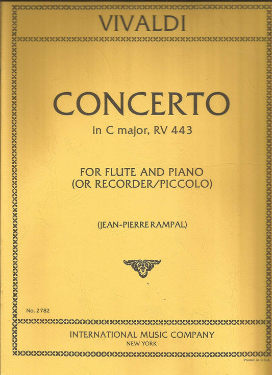 Vivaldi Concerto in C Major, RV 443 for Flute and Piano (or Recorder/Piccolo)