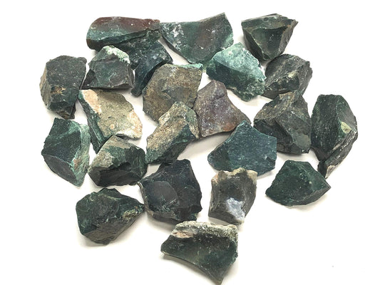 Zentron Crystal Collection: Rough Natural Green Jasper Stones with Velvet Bag (1/2 Pound)