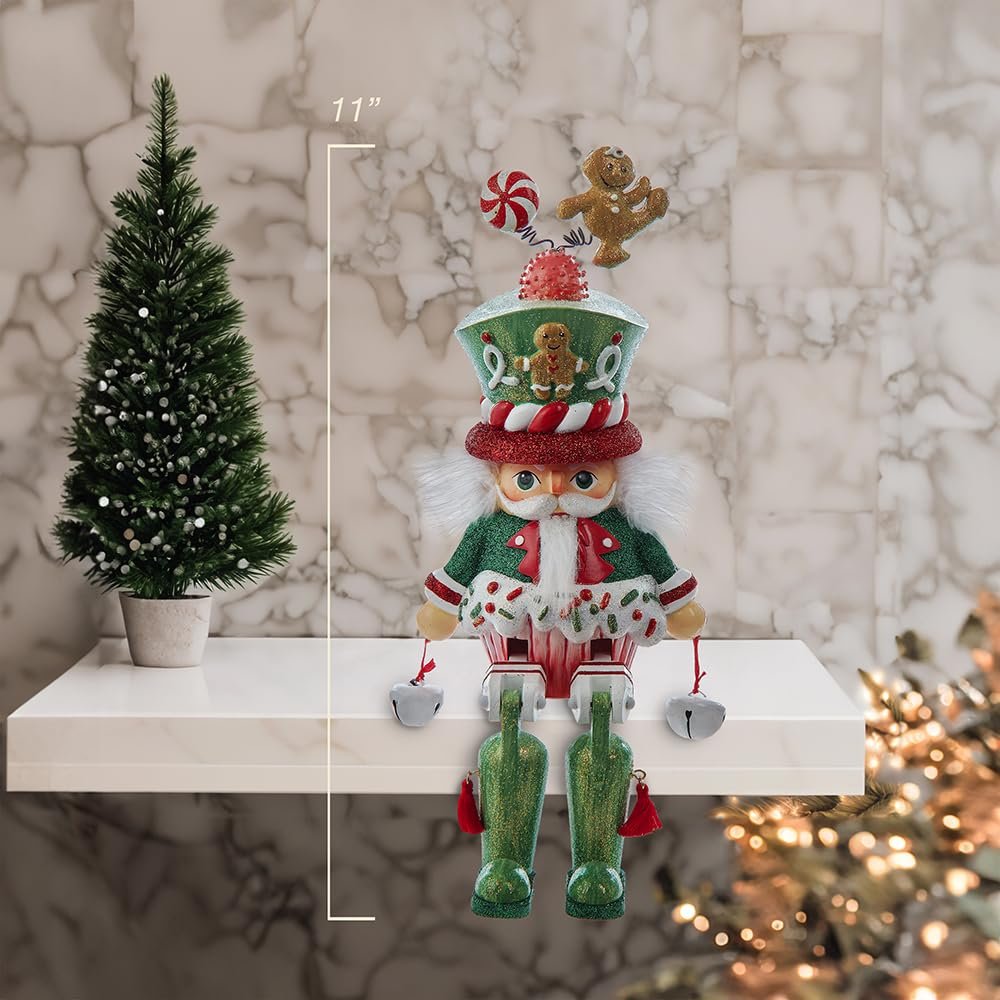 Kurt Adler 11-inch Hollywood Nutcrackers™ Sprinkles & Gingerbread Shelf Sitter Nutcracker, Green