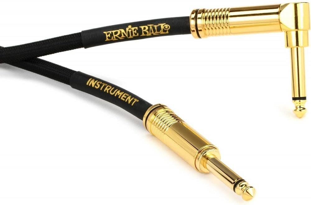 Ernie Ball Braided Instrument Cable Set Straight/Angle Length 18ft in Black (P06086) - Pack of 2