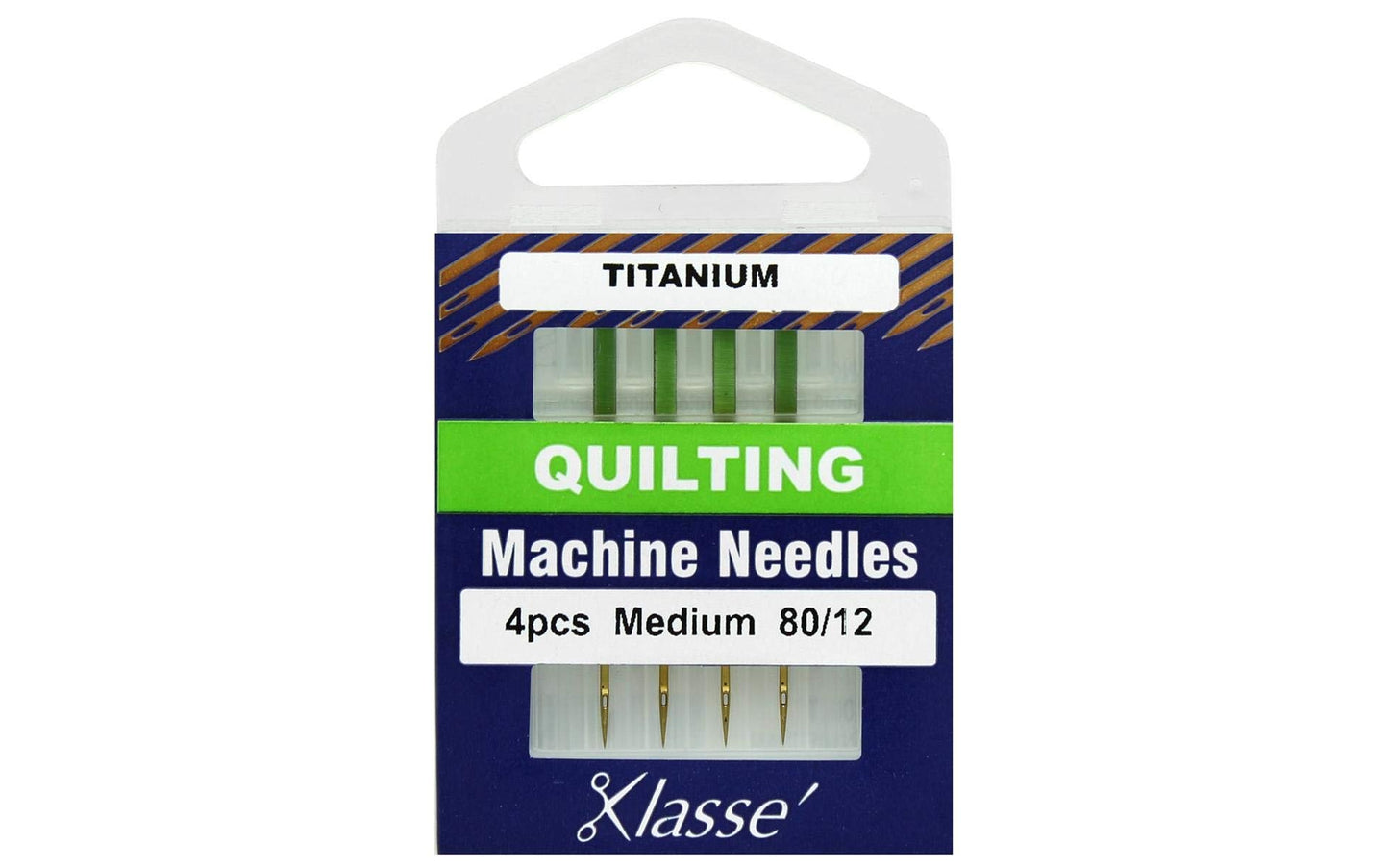 Klasse Titanium Quilting Needles, Size 80/12, 1 Pack, 4pcs, AA5106.T