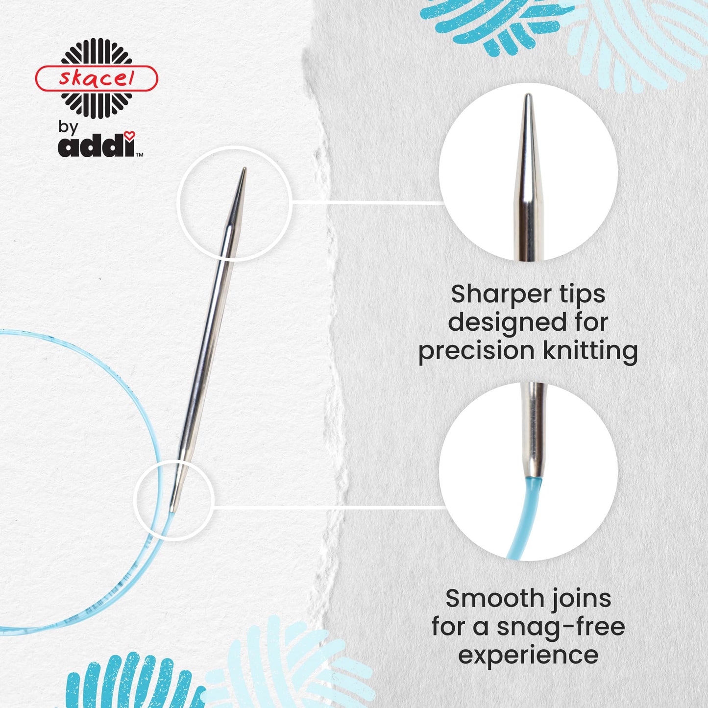 skacel by addi Circular Knitting Needles, 40 Inch (100 cm) Rocket Round Brass Knitting Needle Pair with Nylon Cord, 4.5 mm (US Size 7)