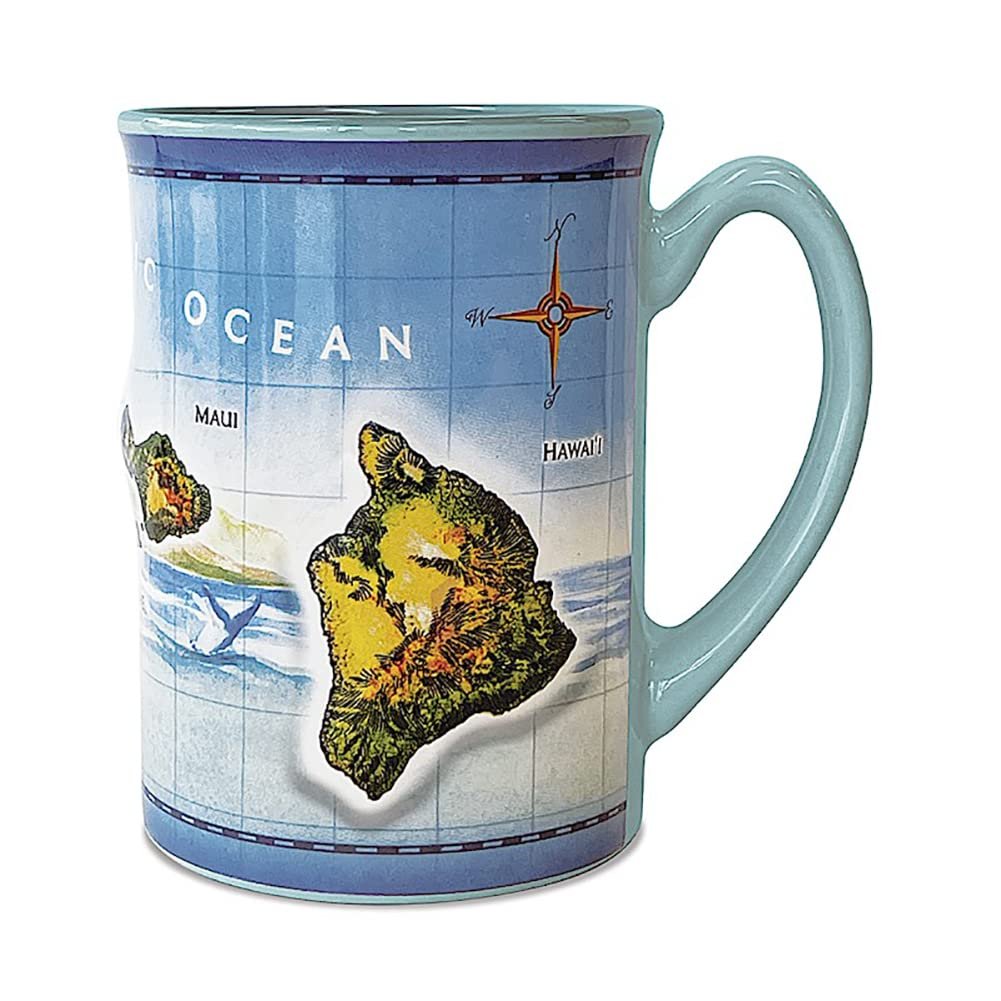 Island Heritage Hawaii 14 oz. Embossed Coffee Mug Aloha Map