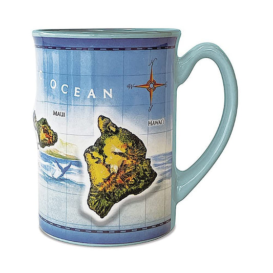 Island Heritage Hawaii 14 oz. Embossed Coffee Mug Aloha Map