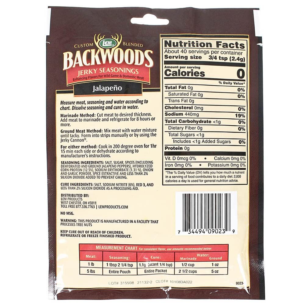 BACKWOODS JALAPENO JERKY SEASONING Seasons 5 pounds Of Meat