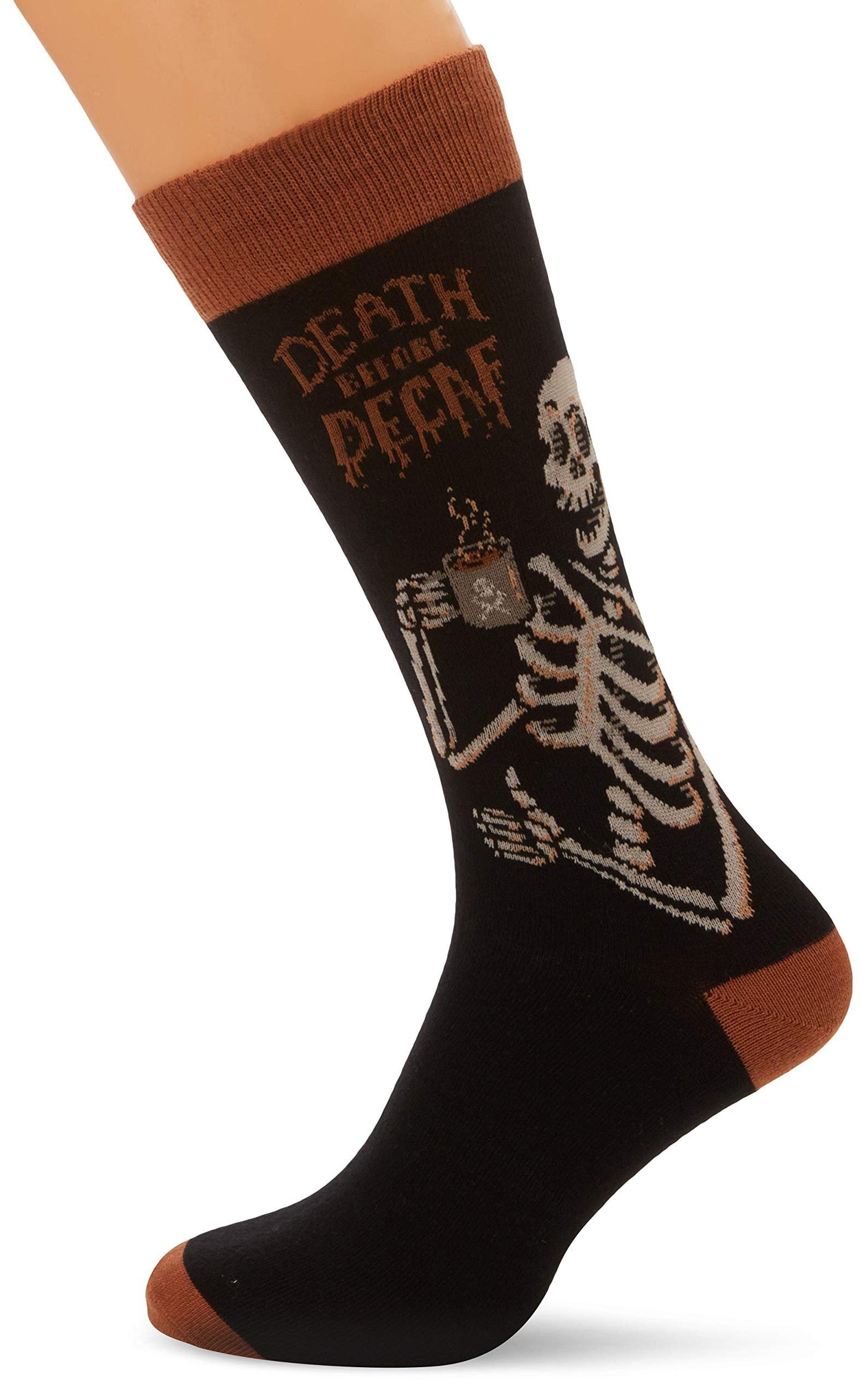 Socksmith Mens' Novelty Crew Socks Death Before Decaf