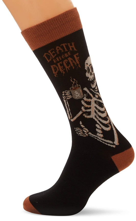 Socksmith Mens' Novelty Crew Socks Death Before Decaf