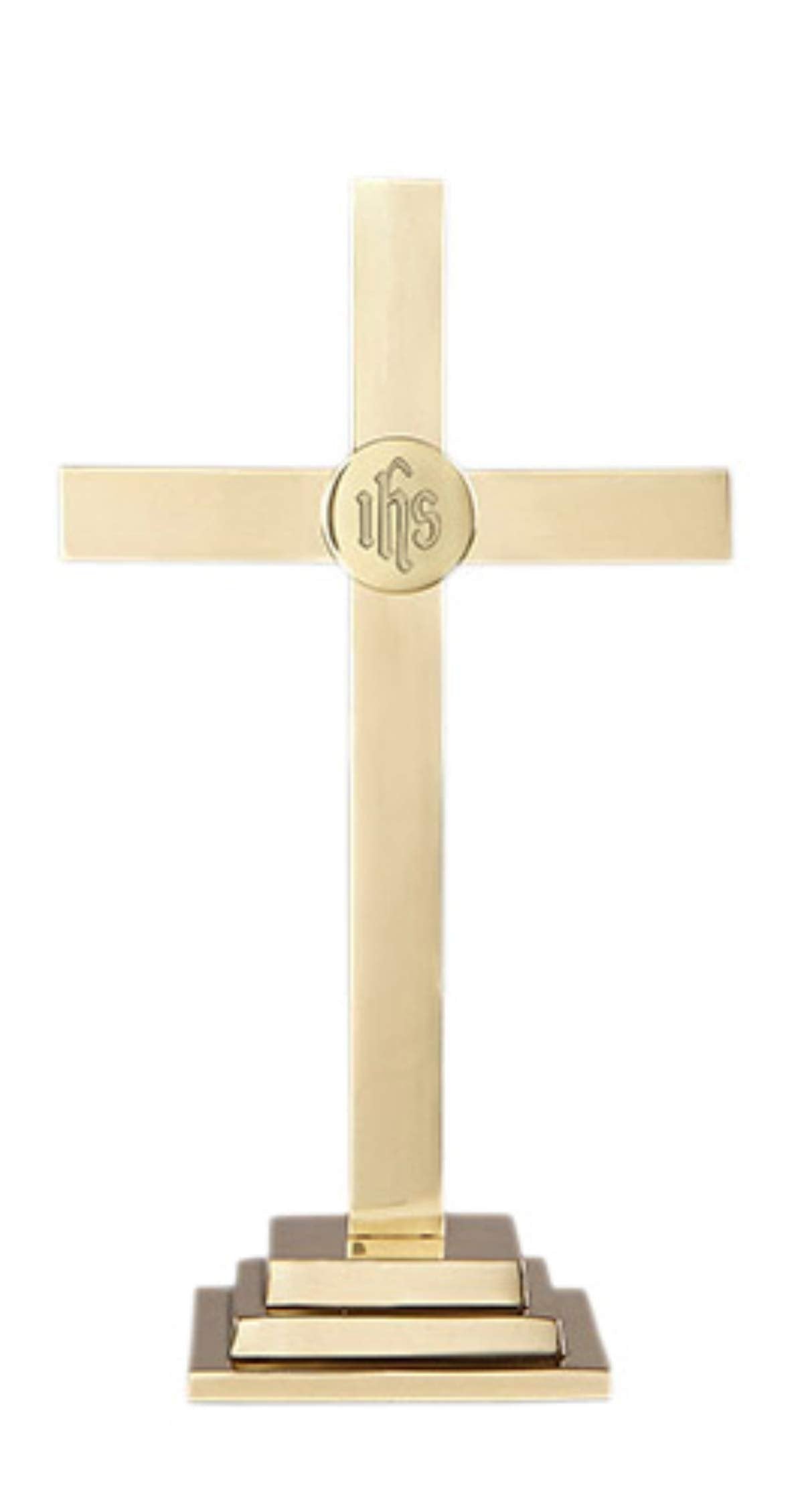Sudbury Brass Classic Altar Cross with IHS Emblem, 18 Inch