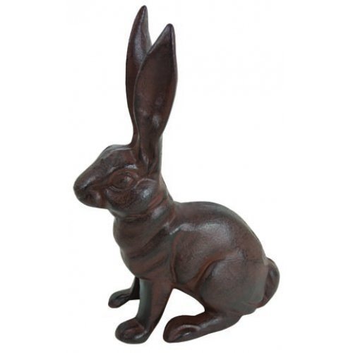 HomeOffice Cast Iron Sitting Bunny Rabbit Garden Statue Patio Yard Large Doorstop