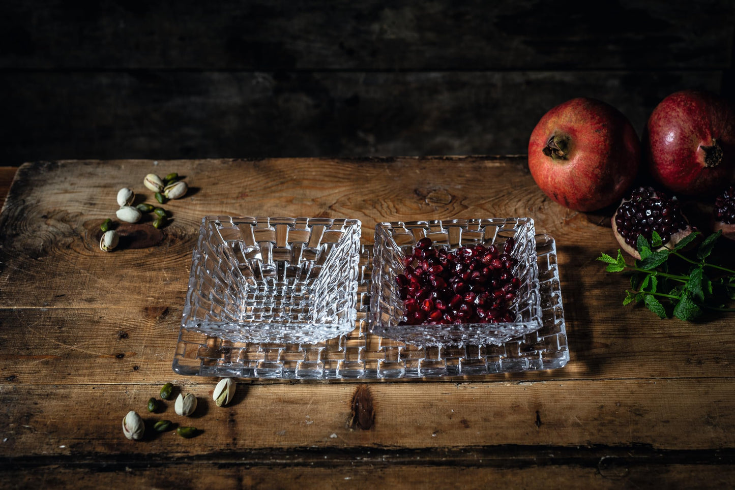 Nachtmann Bossa Nova Collection Square Dip Bowls, Set of 2, Clear Crystal Glass, Serving Dish for Sauce, Salsa, Ice Cream, and Dips, Giftable, 7.8 Inch, Clear, Dishwasher Safe