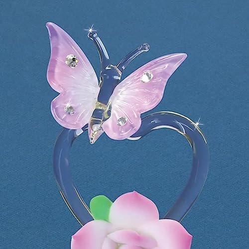 Glass Baron Violet Butterfly with Heart Figurine
