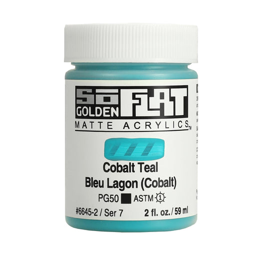 GOLDEN SoFlat Matte Acrylics, Cobalt Teal, 2 fl. oz. Jar, Professional Acrylic Paint, Opaque