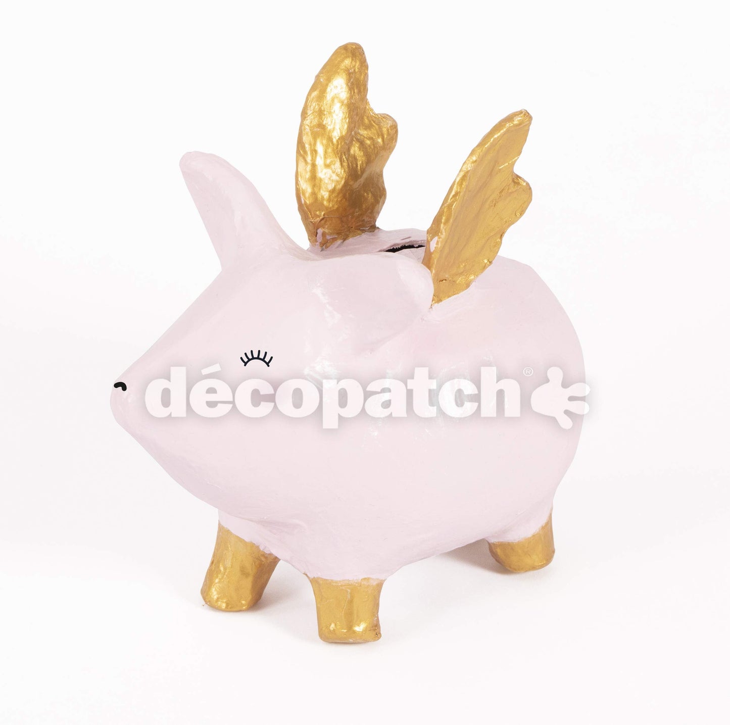 Décopatch - Ref AC842C - Flying Pig Money Box - Papier Maché Object to Decorate - 15.5 x 11 x 14cm - Decorate Papers & PaperPatch Glue, Glitter, Paints