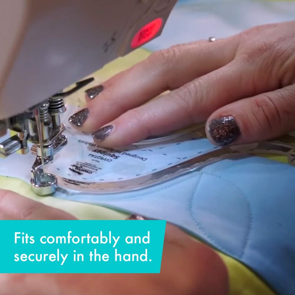 Creative Grids Machine Quilting Tool Squiggy - CGRQTA4 – Made in USA Non-Slip Grip Acrylic Quilting & Sewing Template Ruler for Free-Motion Quilt Patchwork Design on Domestic Sewing & Longarm Machines