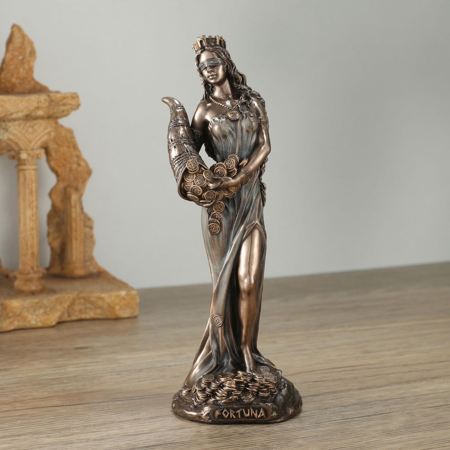 Veronese Design 6 1/8 Inch Fortuna The Greek Goddess of Fortune and Luck Resin Sculpture Cold Cast Bronze Finish