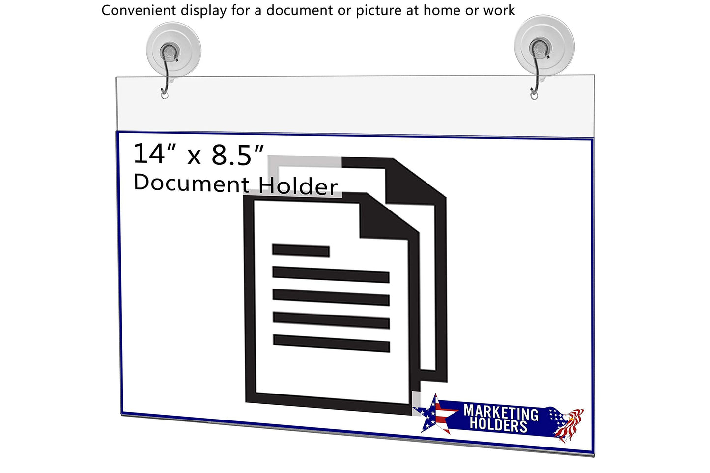 Marketing Holders 2 Pack Suction Cup Hooks Sign Holder 14” x 8.5" Document Holder Double Sided Window Mount Menus Daily Specials and Events Sign Sleeve for Restaurants and Cafes